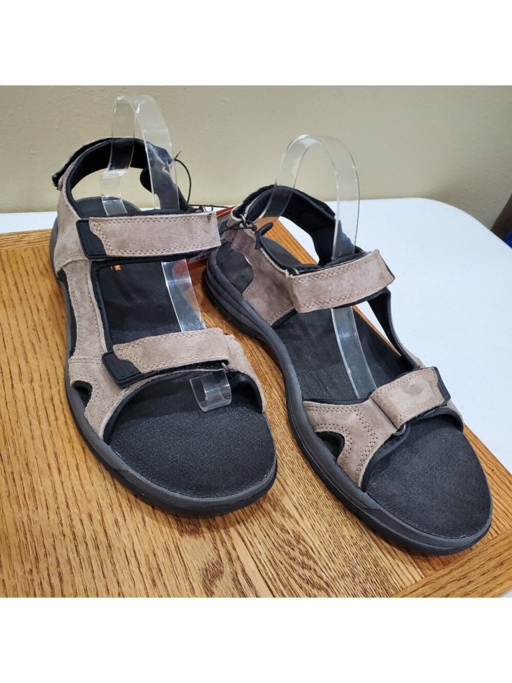 Field Stream River Sandals Men Size 10 Tan Suede Leather Hook Loop Adjustable